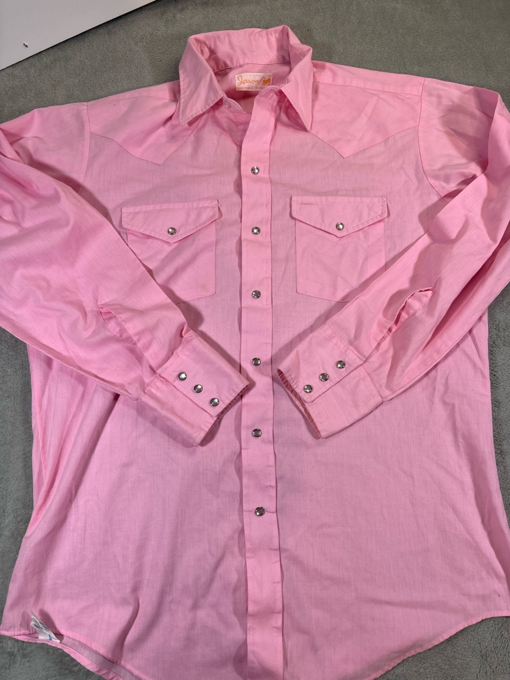 Vintage Jason by Fantasia Pink Pearl Snap Western Shirt L Made in USA